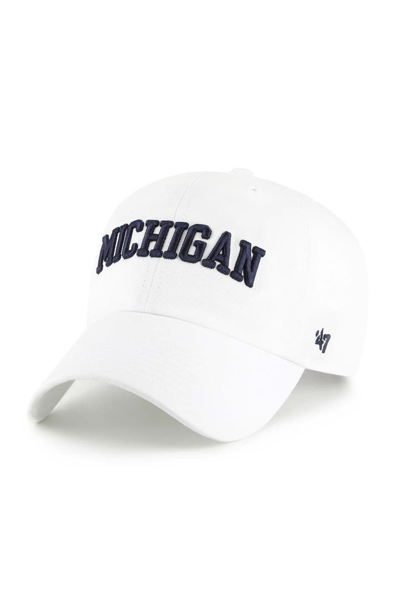 '47 Men's '47 White Michigan Wolverines Clean Up Adjustable Hat, Main, color,