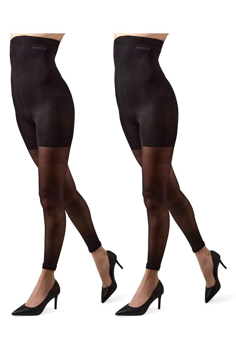 MeMoi 2-Pack High Waist Super Footless Shaper Tights, Main, color, Black