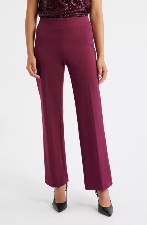 Anne Klein Womens Solid Wide Leg Pull On Compression Pants P Xxs Xxl In Burgundy