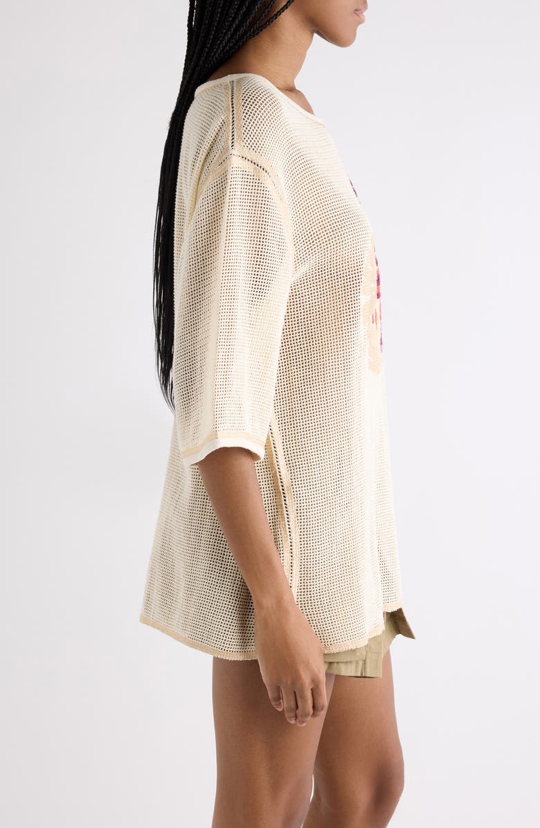 Isabel Marant Nisrine Embroidered Mesh Tunic Top, Alternate, color, Ecru