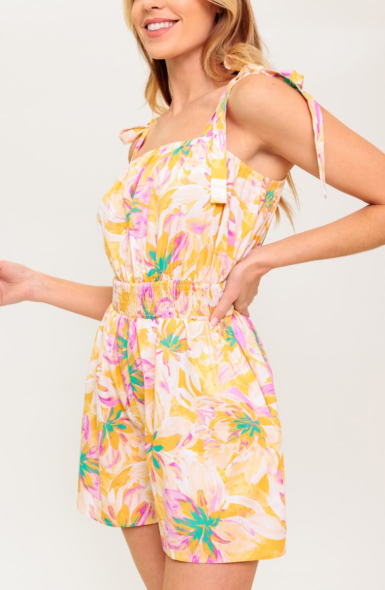 FLYING TOMATO Print Tie Strap Romper, Alternate, color, Taupe