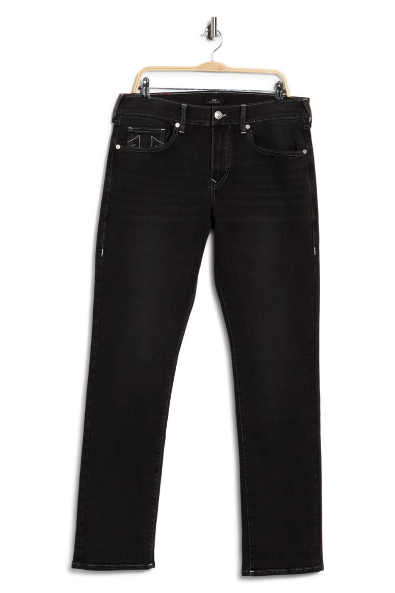 Ricky Studded Straight Leg Jeans, Main, color, SILVER SPURS (WASHED BLACK)