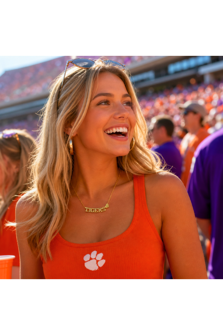 Clemson University Gold Heart  Necklace, Alternate, color, Yellow Gold
