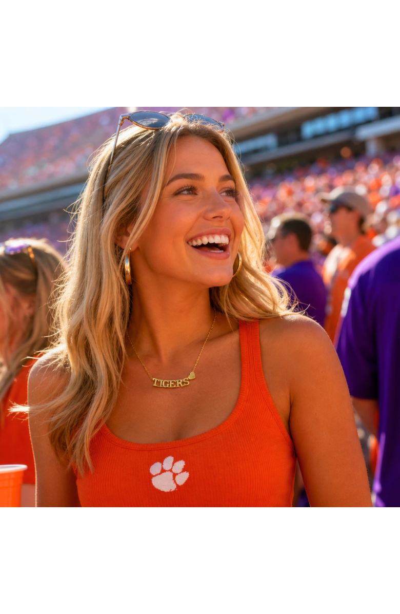 Color Shout Clemson University Gold Heart Necklace, Alternate, color, Yellow Gold