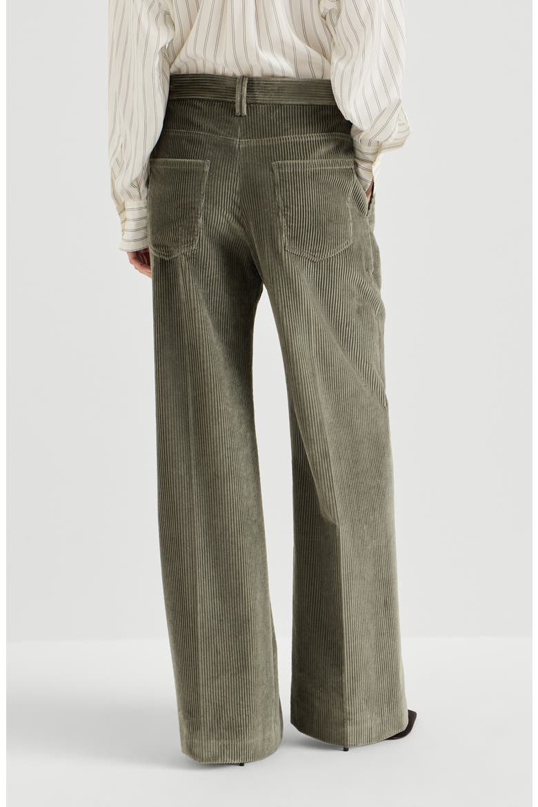 Cotton corduroy loose trousers with monili, Alternate, color, Origano