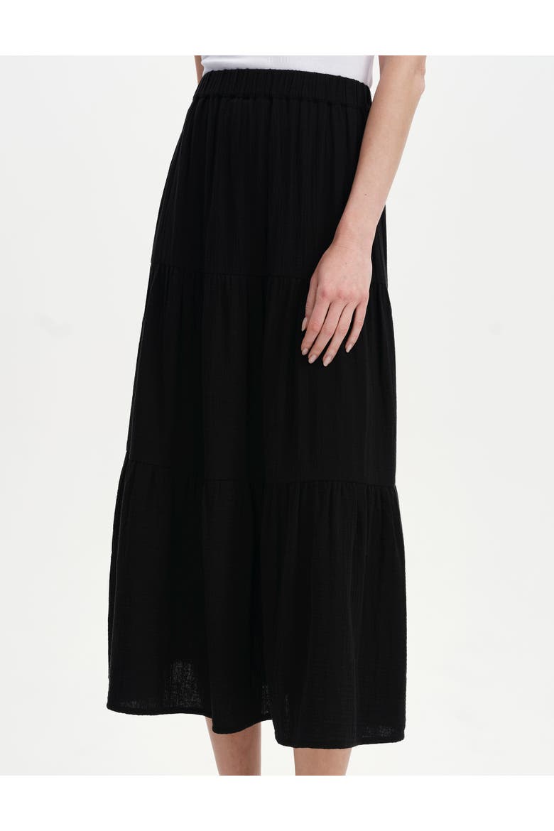 Harriet Cotton Cheesecloth Midi Skirt, Alternate, color, Black