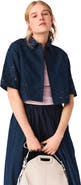 maje Embroidered cropped denim shirt