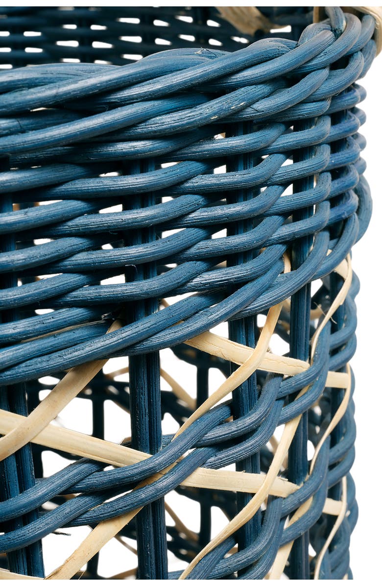 Zsa Zsa Zsu Java Round Rattan Basket 15 In, Alternate, color, Blue