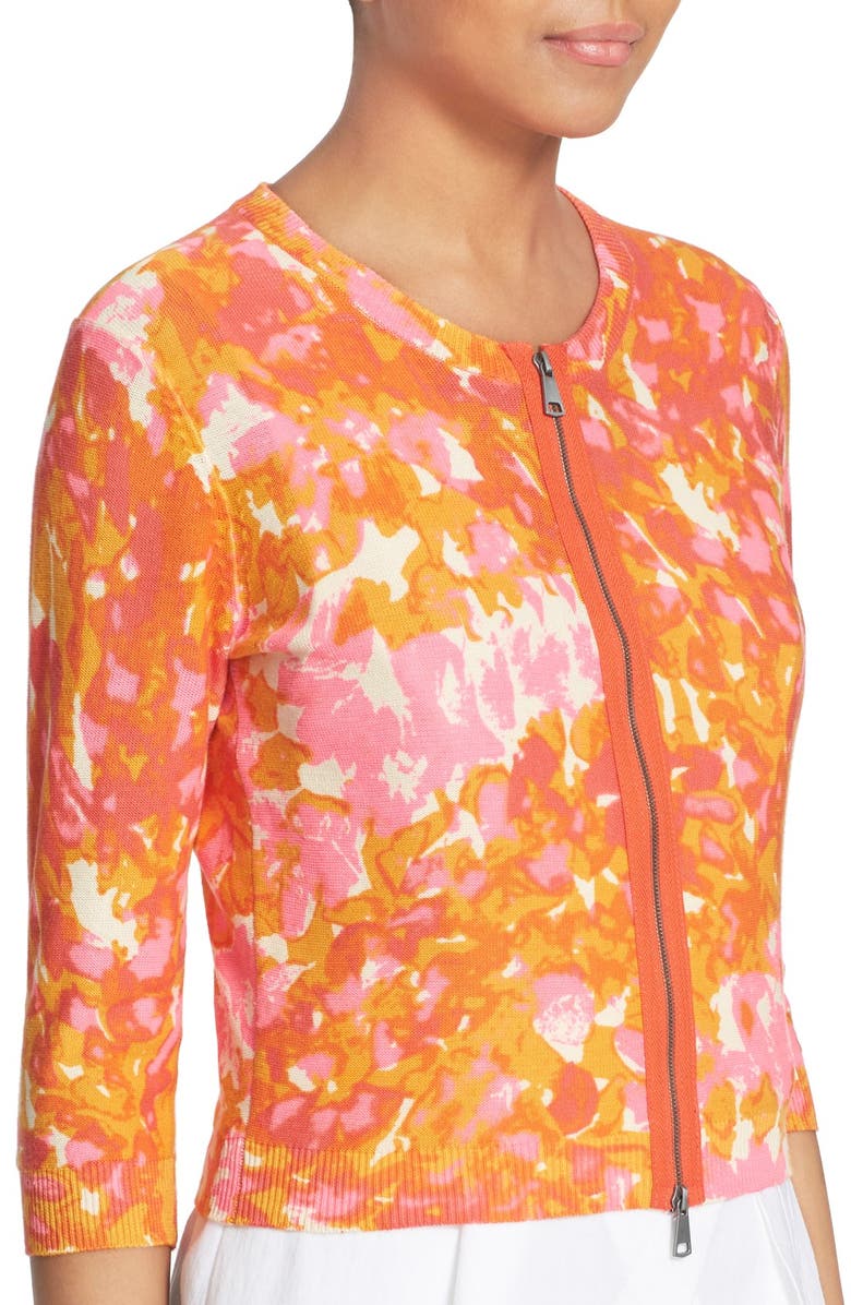 Tracy Reese Front Zip Cotton Cardigan, Alternate, color,