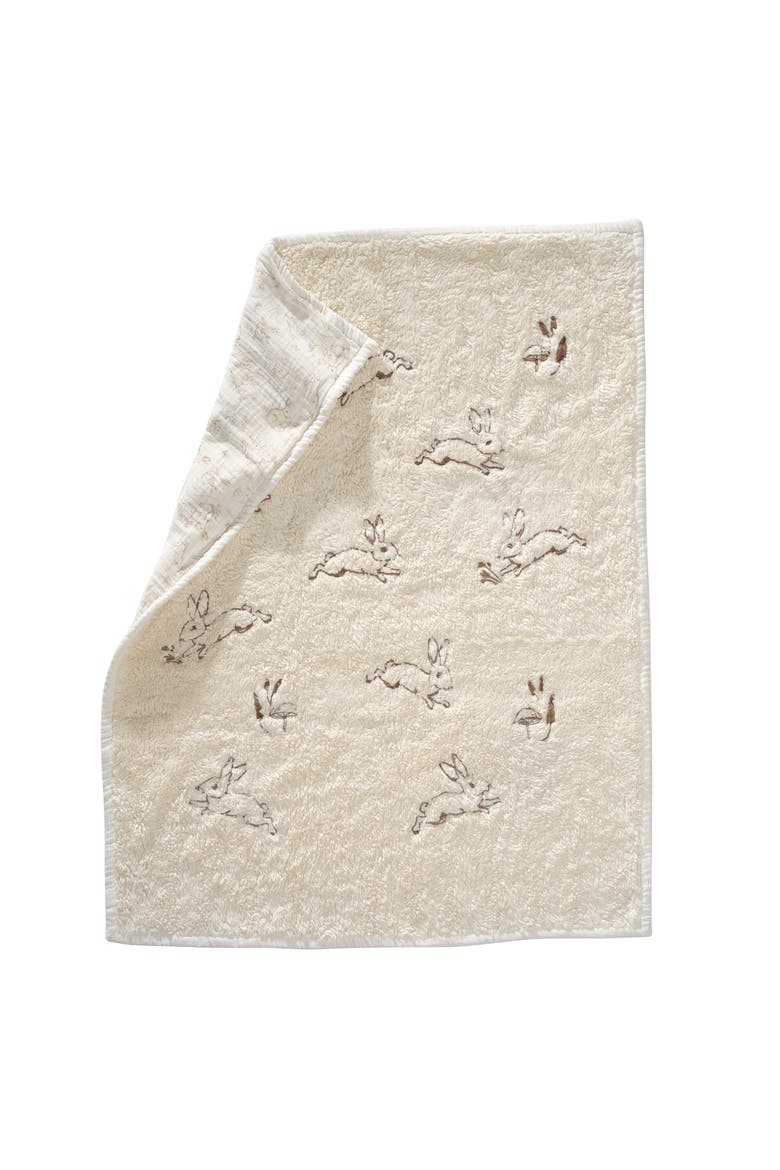 Signature Organic Cotton & Muslin Bunny Coverlet Baby Blanket, Alternate, color, Cream