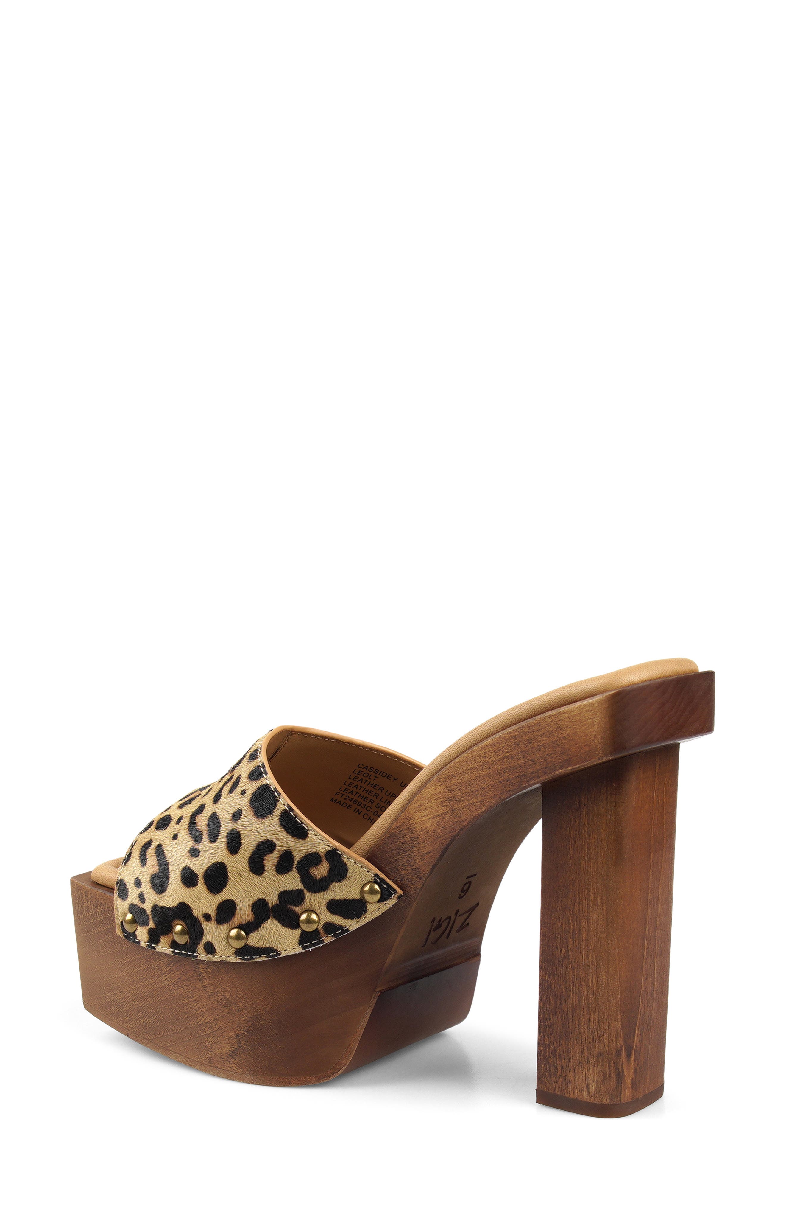 Cassidey Leather Platform Slide Sandal, Alternate, color, LEOPARD LEATHER