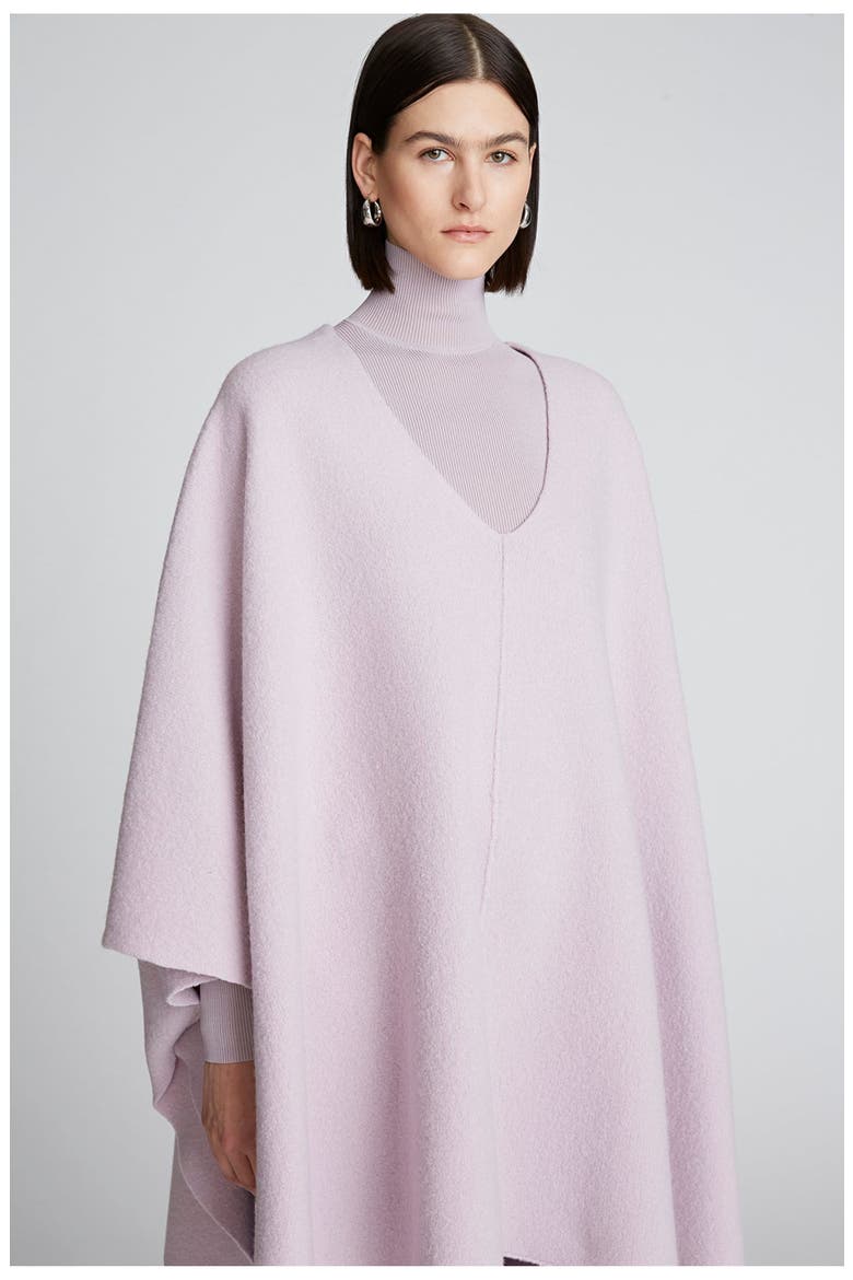 Bridget Poncho In Boiled Wool, Alternate, color, Light Plum
