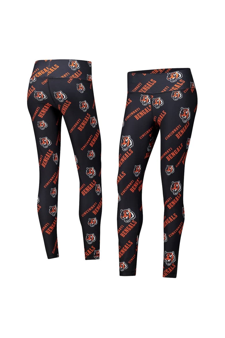 Women's Concepts Sport Black Cincinnati Bengals Breakthrough Allover Print Knit Sleep Leggings, Alternate, color, Black
