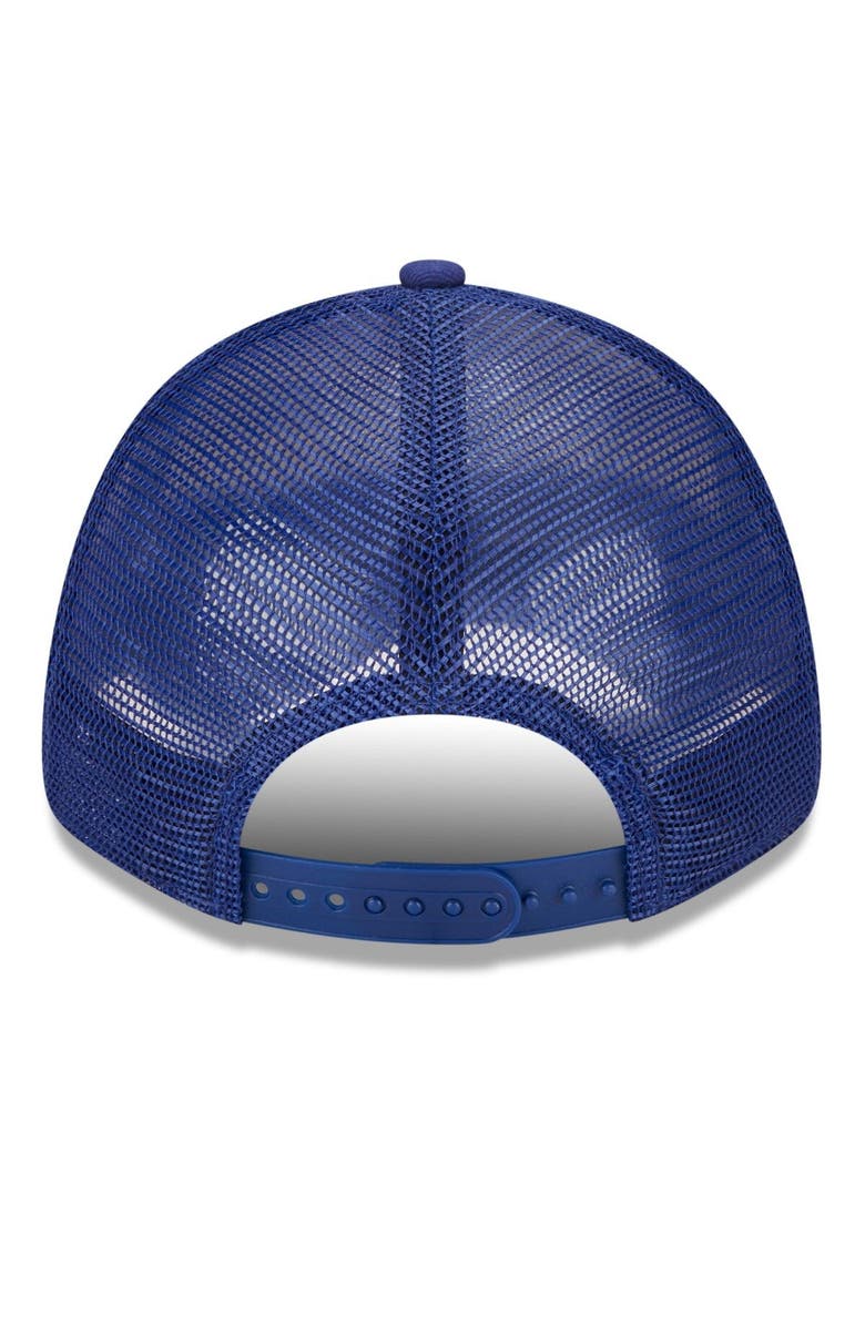 New Era Men's New Era White/Royal Los Angeles Dodgers Team Stripe Trucker 9FORTY Snapback Hat, Alternate, color, White