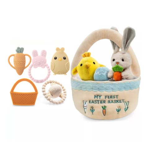 Easter Plush and Teether Baby Playset with Basket