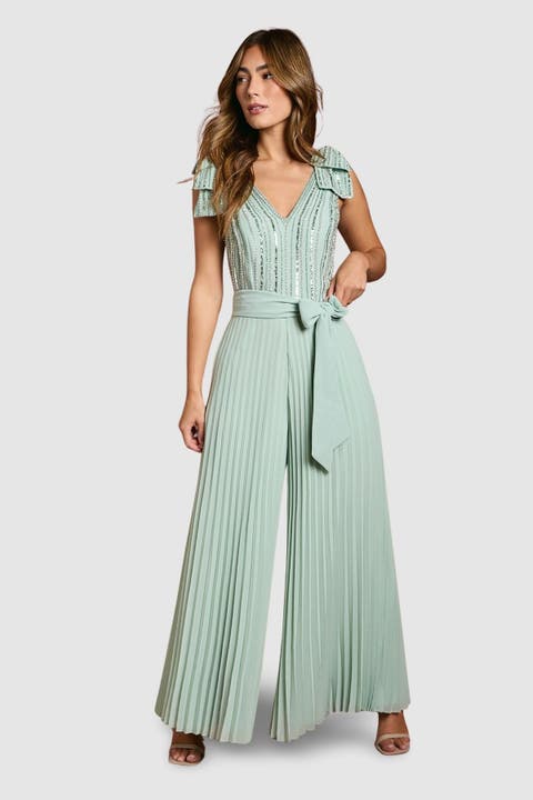Embellished Bow Shoulder Jumpsuit