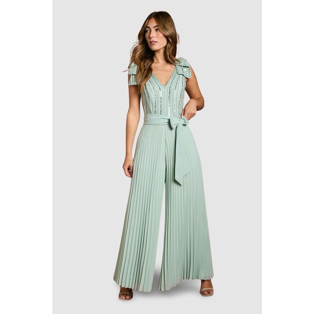 Coast Embellished Bow Shoulder Jumpsuit In Green
