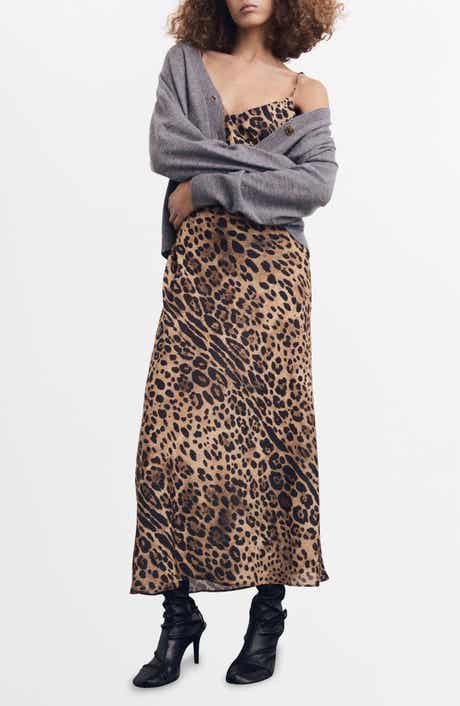 MANGO Leopard Print Maxi Slipdress