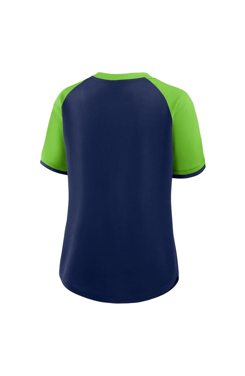 FANATICS Women's Fanatics College Navy/Neon Green Seattle Seahawks Height Advantage T-Shirt, Alternate, color, College Navy
