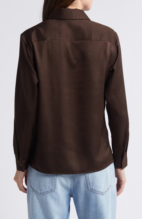 Shop Frame Snake Print Satin Button-up Shirt In Espresso