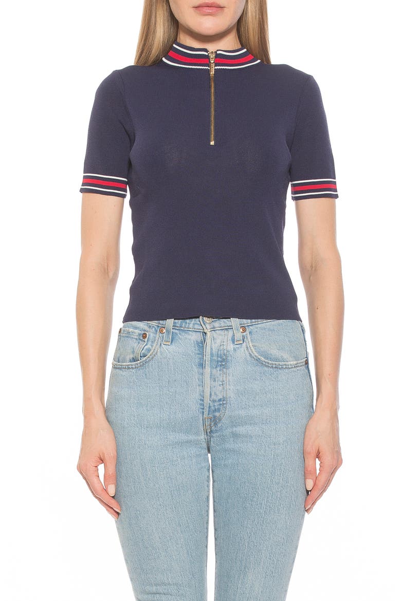 Phoebe Short Sleeve Turtle Neck Sweater, Main, color, NAVY