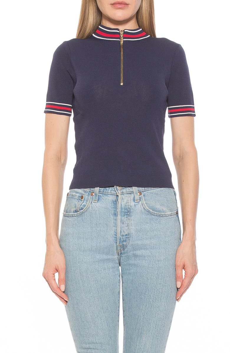 Alexia Admor Phoebe Short Sleeve Turtle Neck Sweater, Main, color, Navy