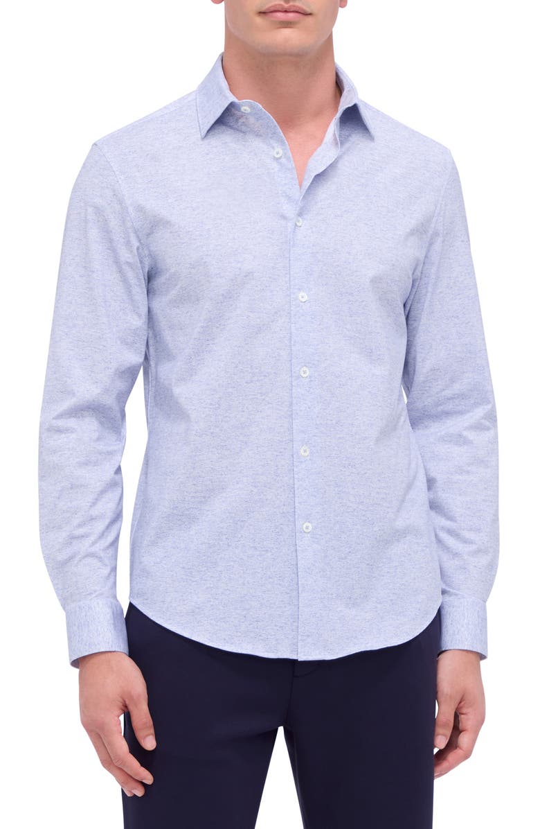 Bugatchi James OoohCotton<sup>®</sup> Heathered Button-Up Shirt, Main, color, Cobalt
