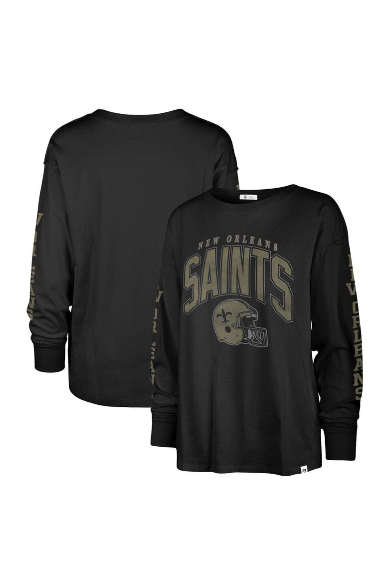 Women's '47 Black New Orleans Saints Tom Cat Lightweight Long Sleeve T-Shirt, Main, color, Black