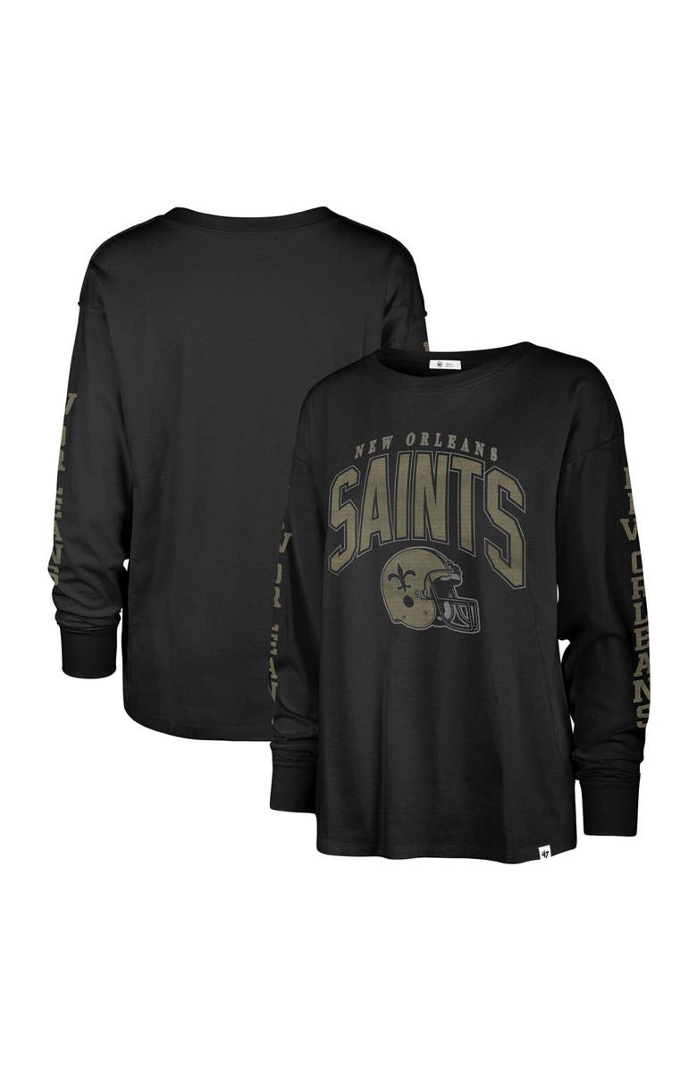 '47 Women's '47 Black New Orleans Saints Tom Cat Lightweight Long Sleeve T-Shirt, Main, color, Black