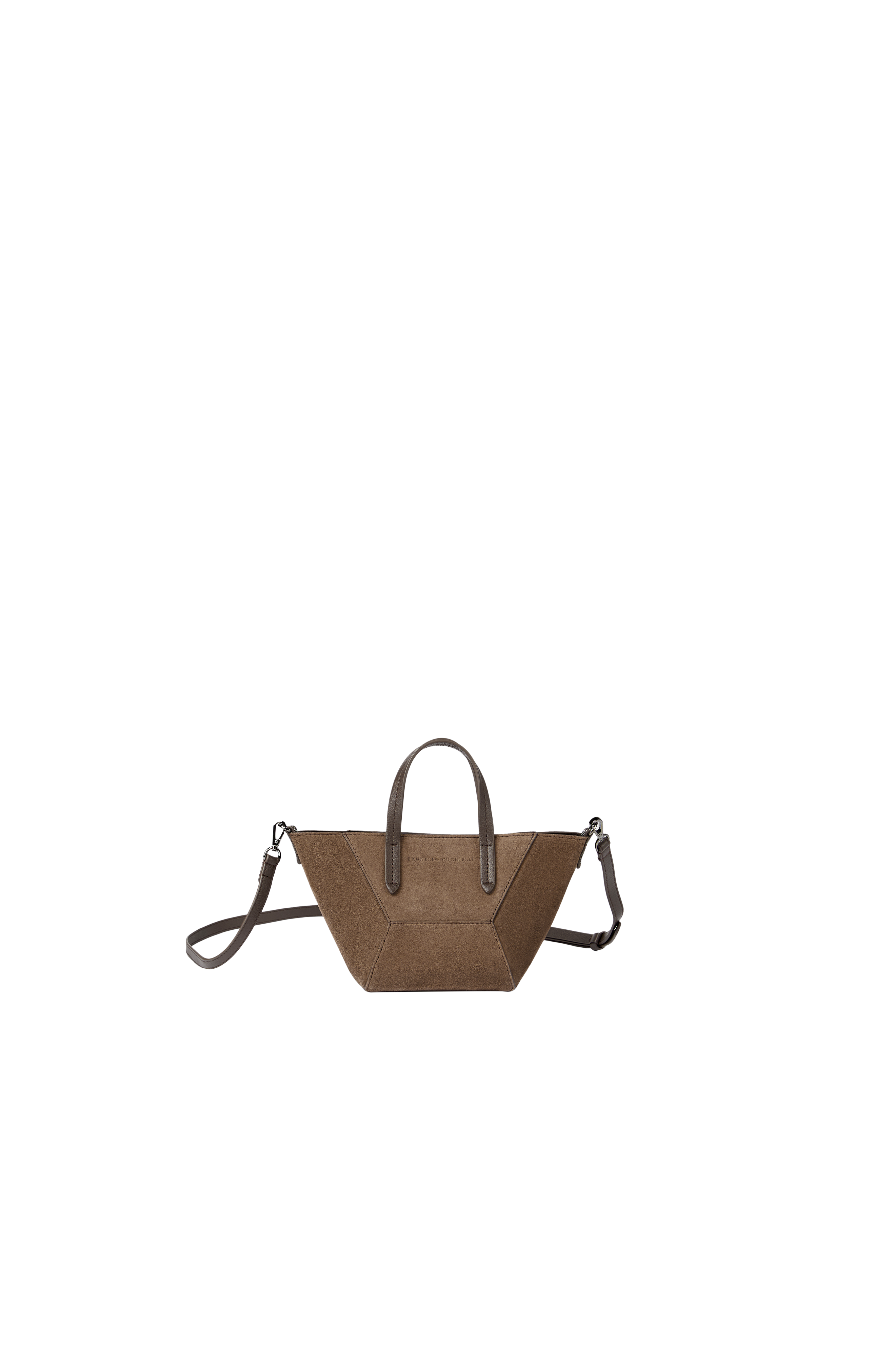 BC Duo mini bag in suede with monili, Alternate, color, Bark