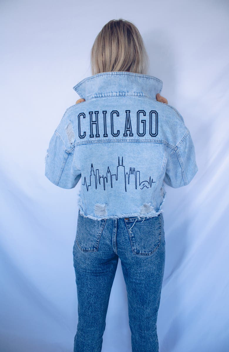 Rivalry Runway Skyline Crop Denim Jacket, Alternate, color, 