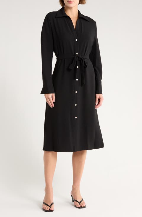 Long Sleeve Belted Shirtdress