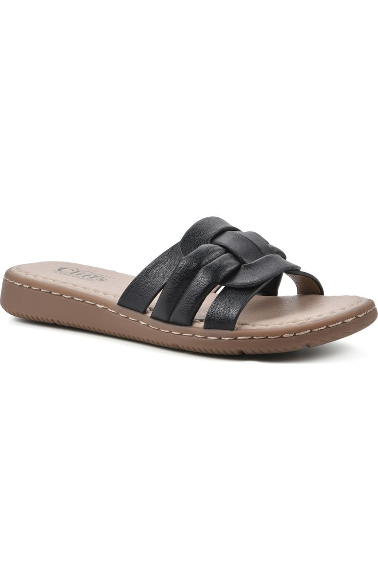 CLIFFS BY WHITE MOUNTAIN Squarely Woven Slide Sandal, Main, color,