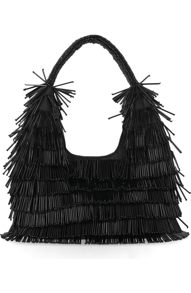 Jessica McClintock Jelena Beaded Hobo Shoulder Bag, Alternate, color, Black