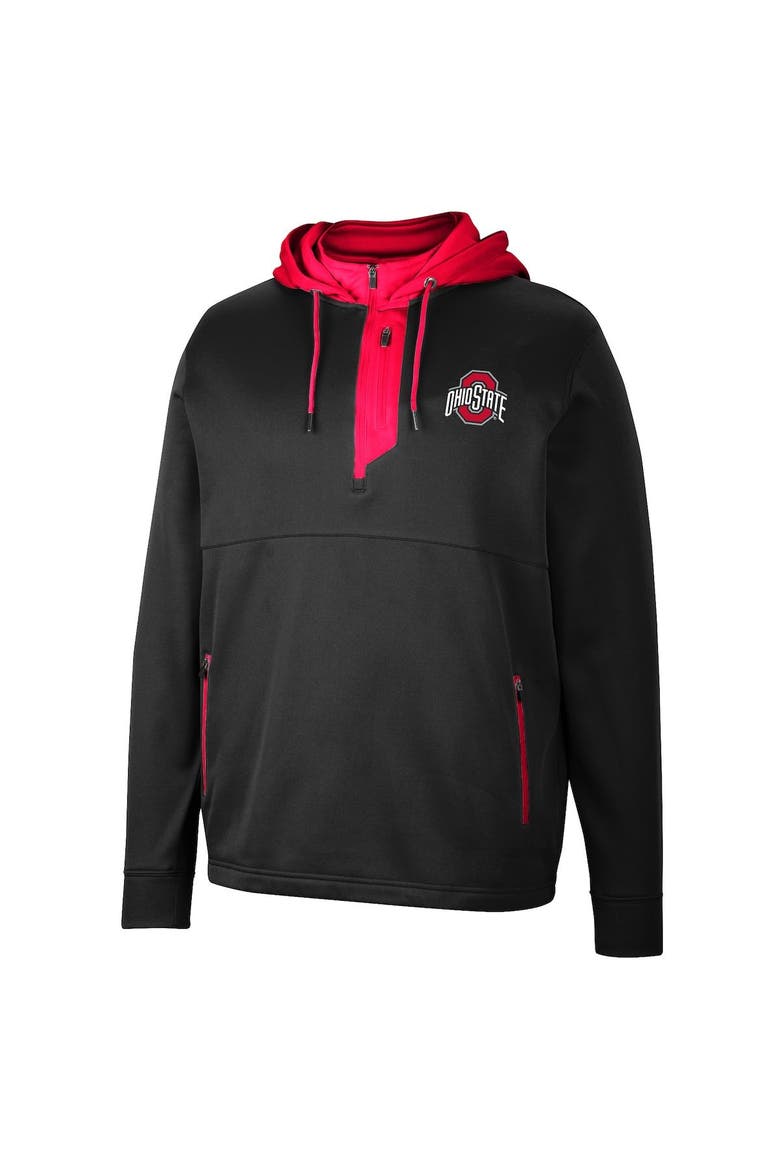 Men's Colosseum Black Ohio State Buckeyes Luge 3.0 Quarter-Zip Hoodie, Alternate, color, Black