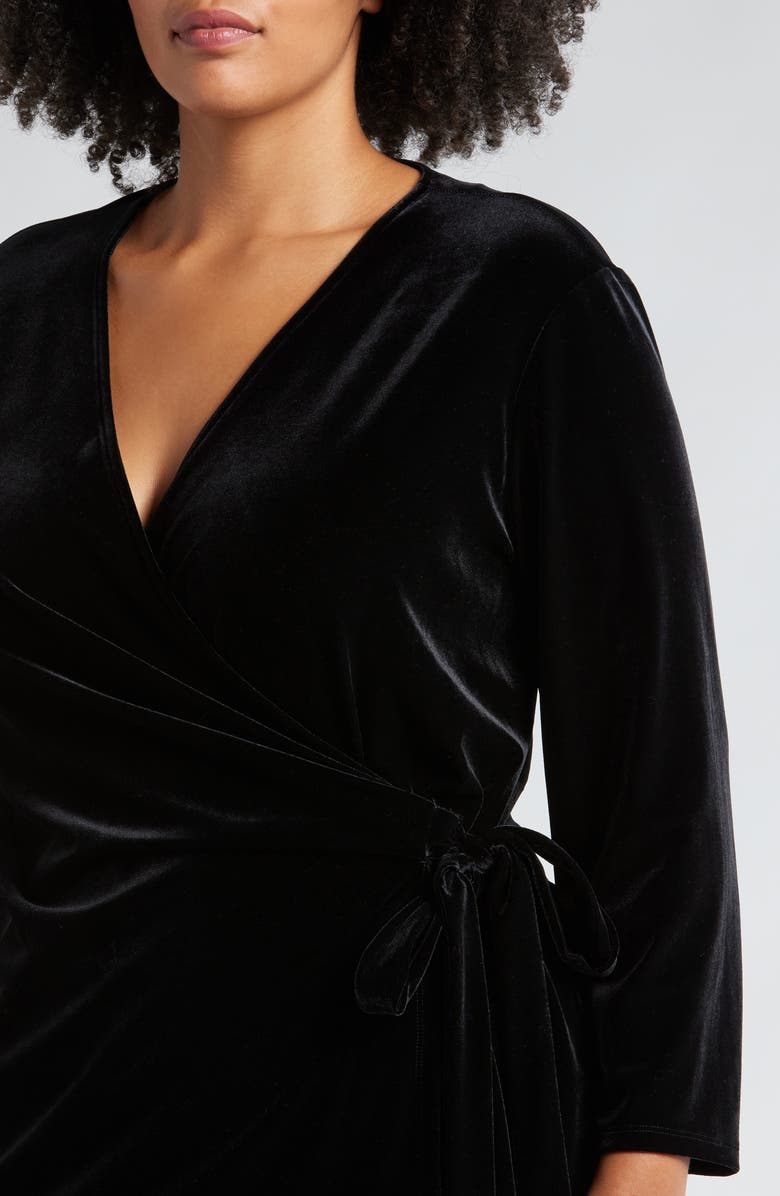 Anne Klein Stretch Velour Wrap Top, Alternate, color, 