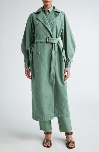 【関税＆送料込み】Max Mara Green Crew-Neck Trench Coat In Trench Coat Green Woman | Max Mara