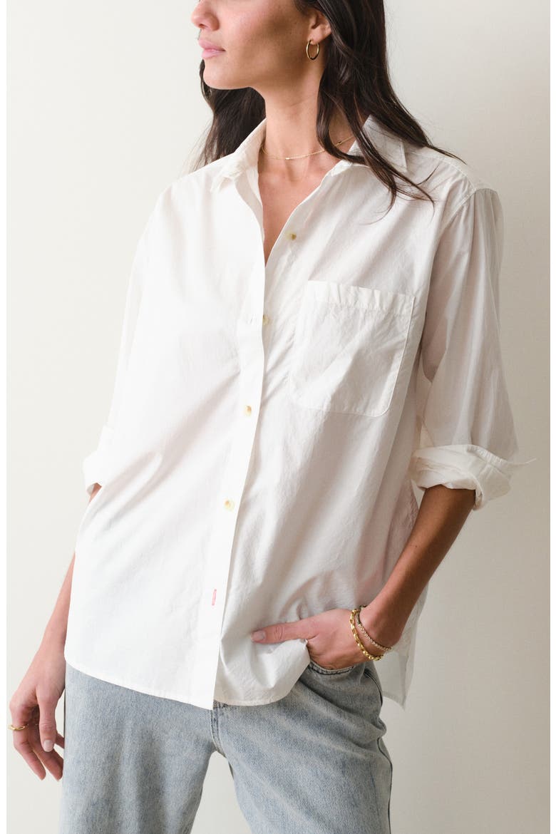 Jane California Relaxed Pima Cotton Poplin Button-Up Shirt, Main, color, WHITE