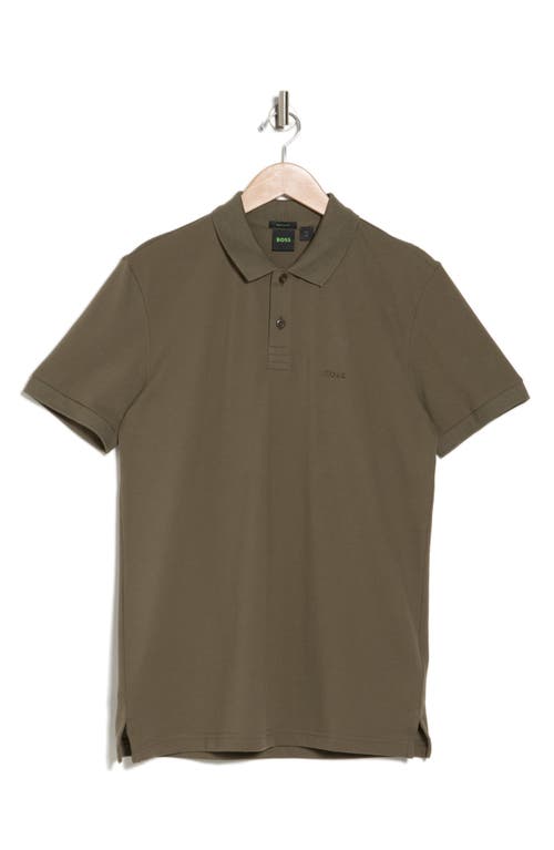 Hugo Boss Boss Parlay Geo Pattern Cotton Polo In Beige