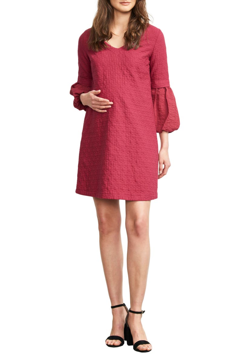 Maternal America Bubble Sleeve Maternity Shift Dress, Main, color,