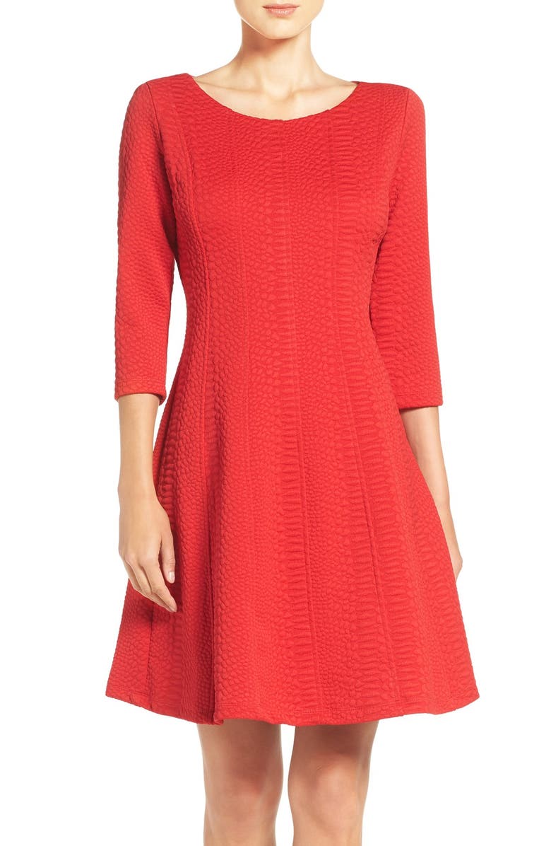 Taylor Dresses Jacquard Knit Fit & Flare Dress, Main, color, 