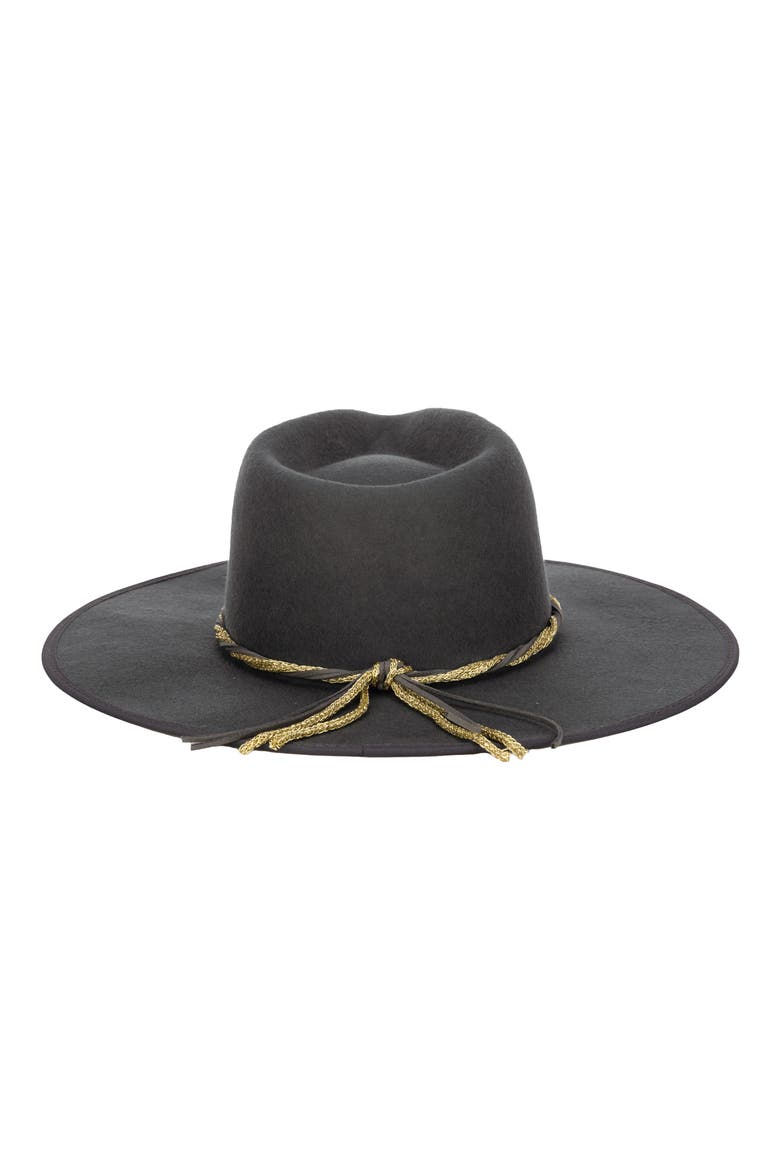 Chain Trim Felt Fedora, Alternate, color, CHARCOAL