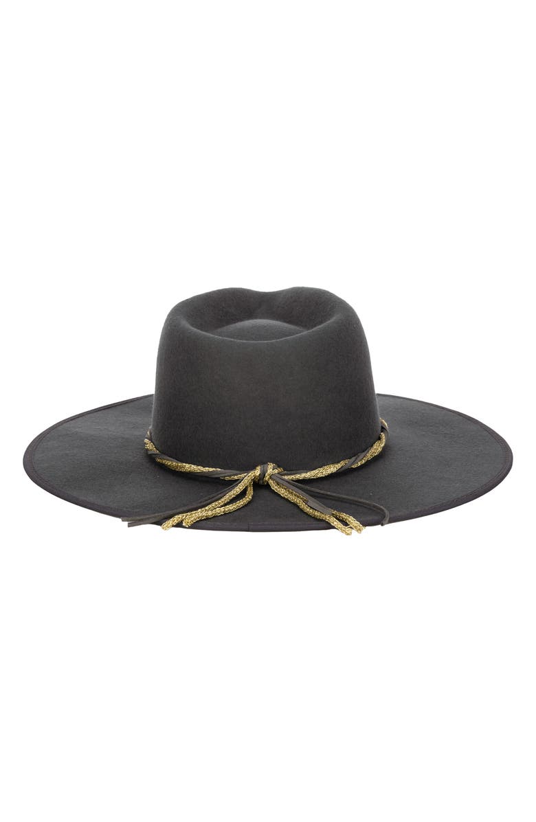 San Diego Hat Chain Trim Felt Fedora, Alternate, color, Charcoal