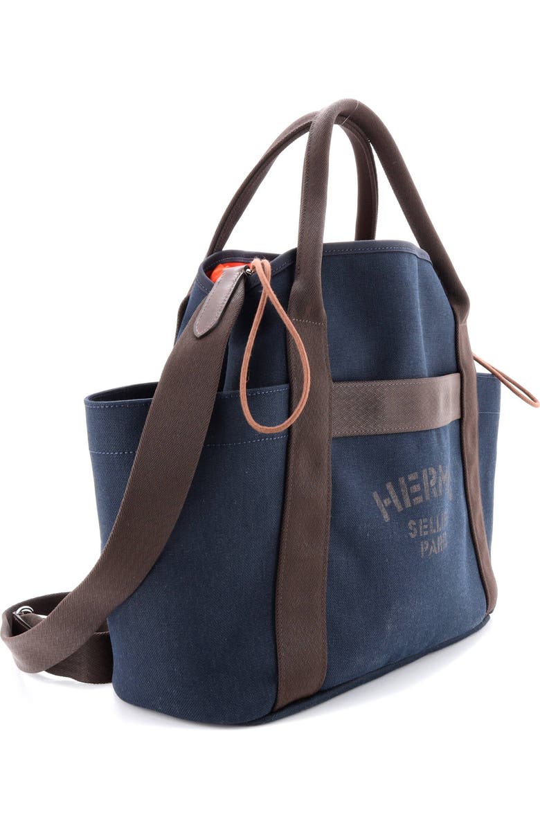 Pre-Owned Hermes Sac De Pansage Groom Handbag Canvas, Alternate, color, Bleu Nuit