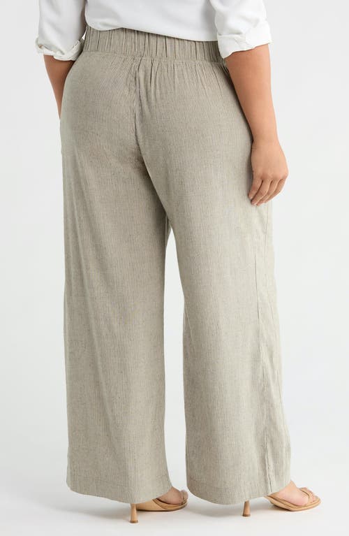 See Rose Go Multitasker Stripe Wide Leg Plus Size Pant In Green