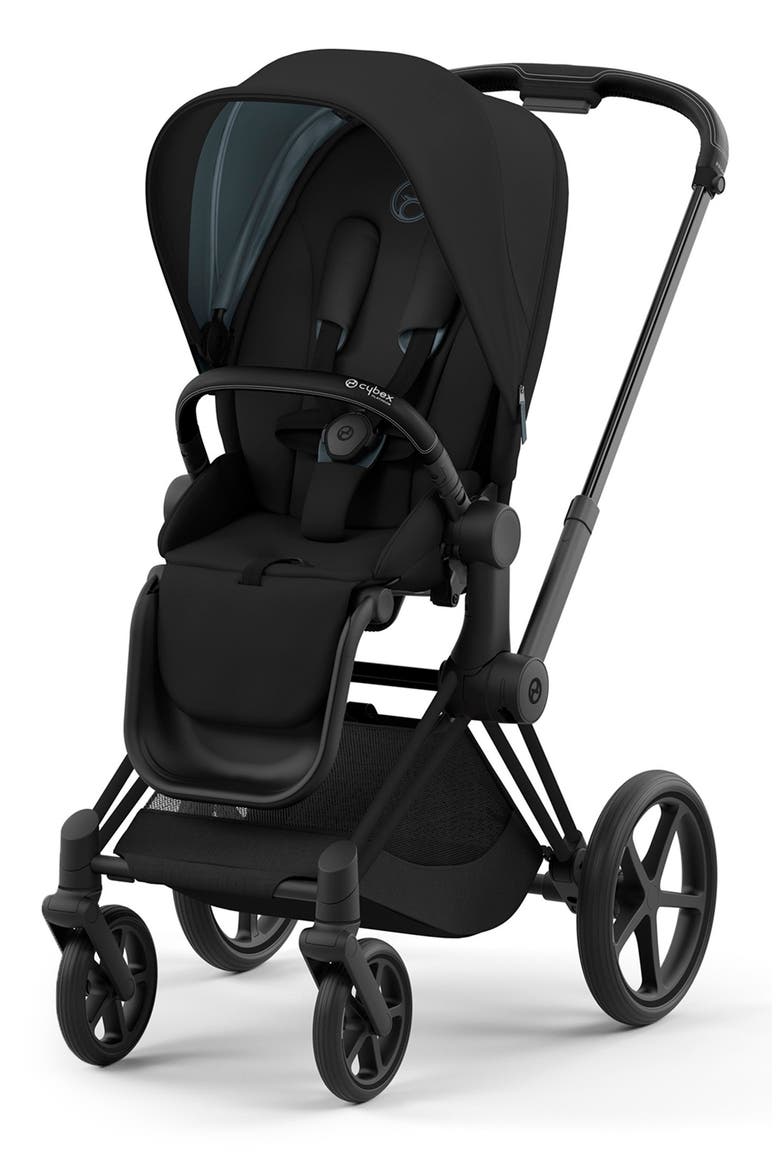 PRIAM 4 Matte Black Compact Stroller, Main, color, DEEP BLACK