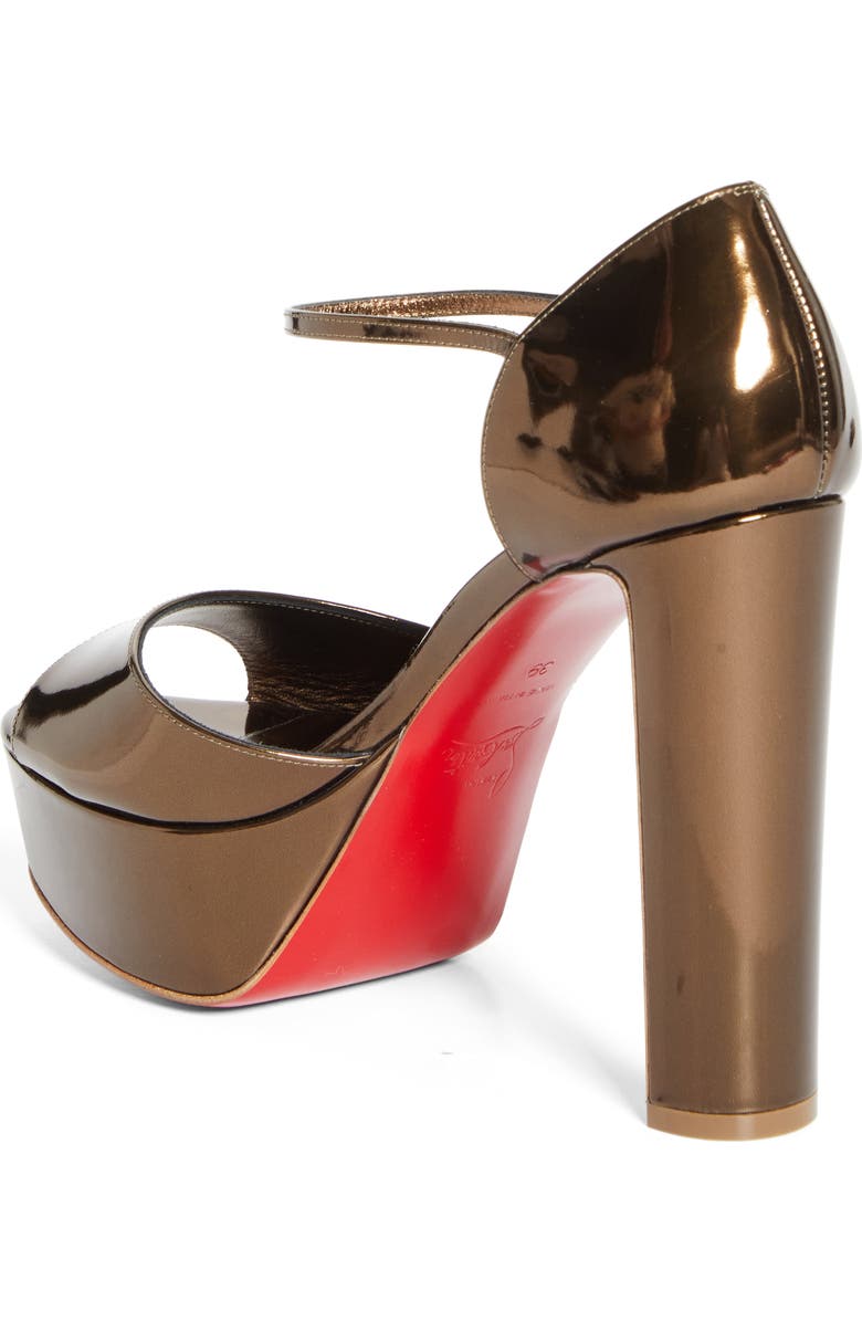 Christian Louboutin Sandaloo Metallic Peep-Toe Sandal, Alternate, color, Bronzo/ Bronzo