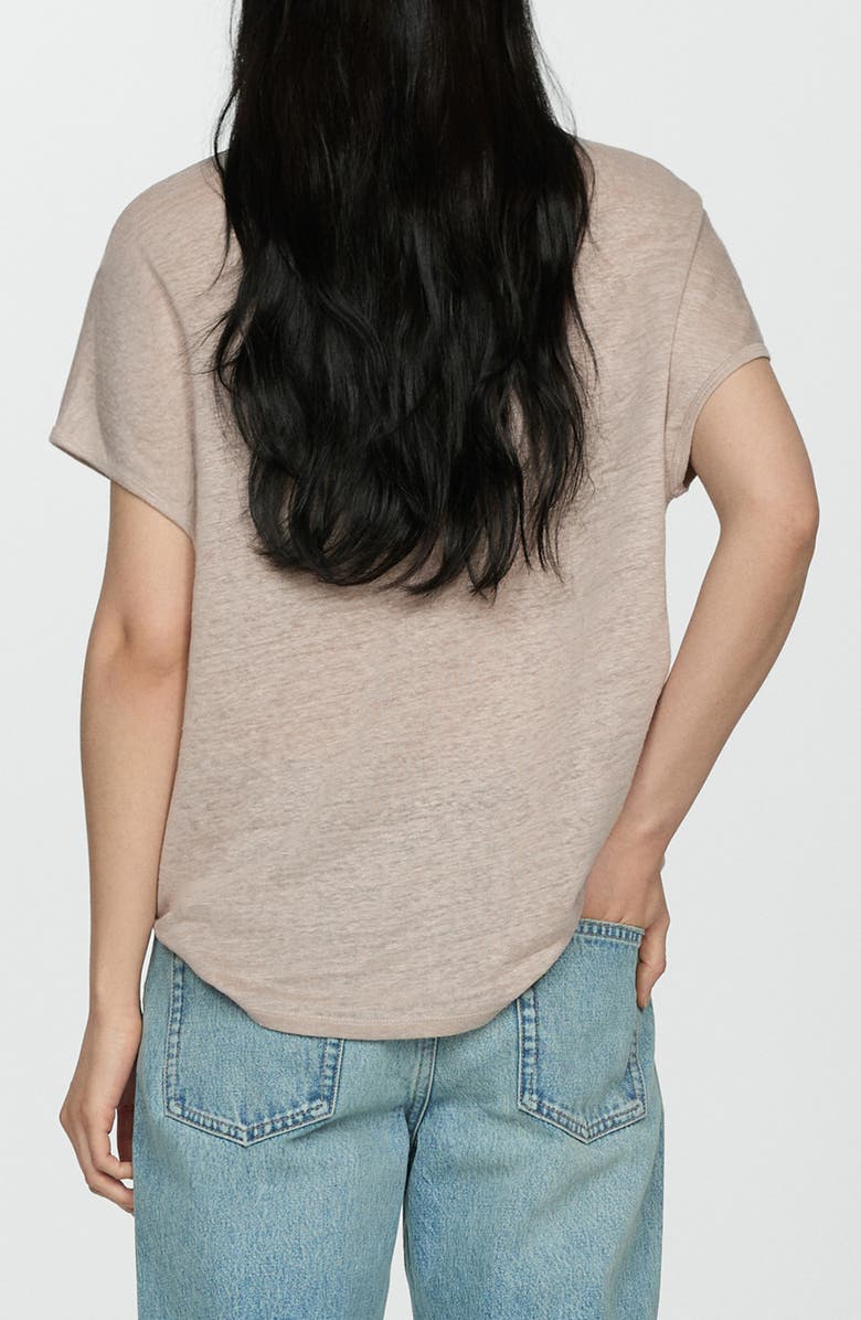 MANGO Dolman Short Sleeve Linen Slub Jersey Top, Alternate, color,