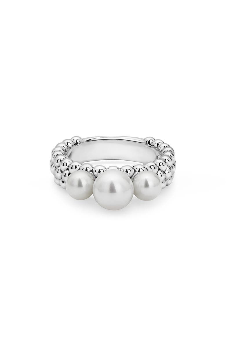 LAGOS Luna Pearl Caviar Band Ring, Alternate, color, Silver/ Pearl
