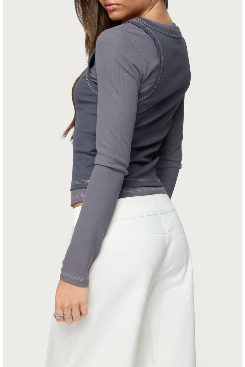 Zane Contrast Layer T-Shirt, Alternate, color, GRAY